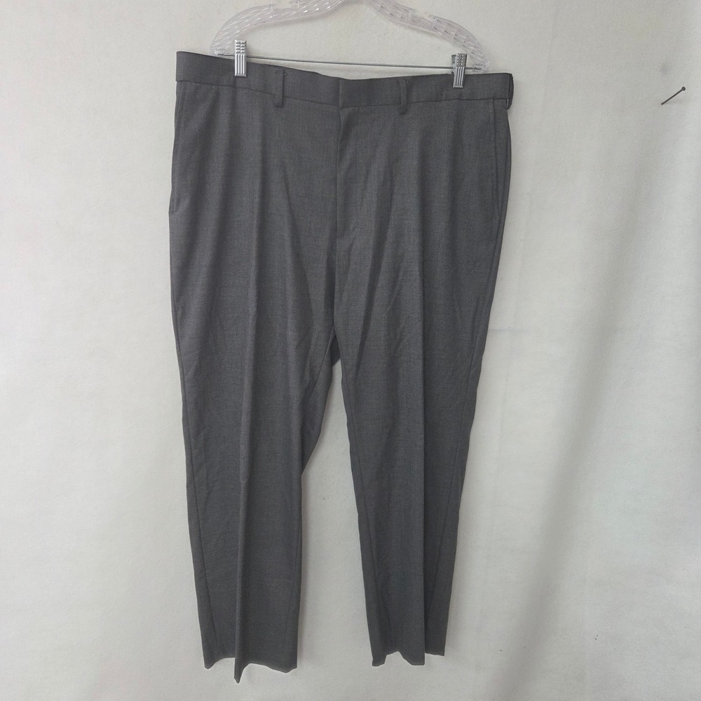 J.M. Haggar Dress Pants Mens 40x29 Charcoal Gray‎ Classic Fit Flat Front Stretch